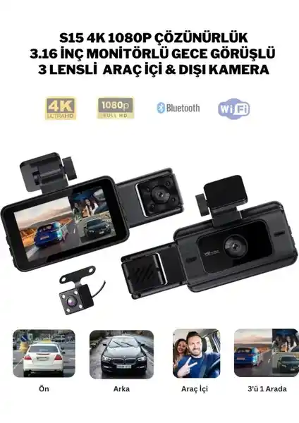 Teknotopia 4K 3 Kanallı Araç İçi Kamera Güvenlik ve Konfor Artırıcı Teknoloji