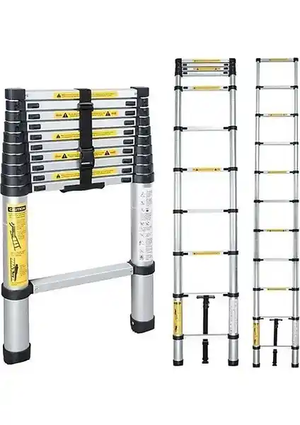 Tenttech 2 Metre Alüminyum Teleskopik Merdiven Güvenli ve Çok Yönlü Kullanım İçin Uygun