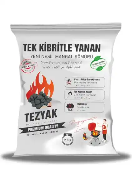 Tezyak Yeni Nesil Mangal Kömürü Profesyonel 2 Kg: Temiz ve Pratik Mangal Deneyimi İçin
