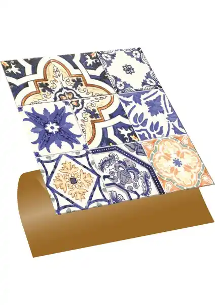 Tink Kendinden Yapışkanlı Karma Mavi Çini Desenli PVC Karo ile Hızlı ve Şık İç Mekan Yenileme