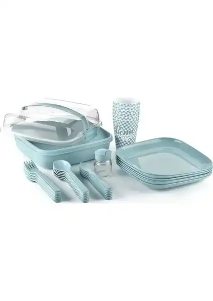 Titiz Marka 6 Kişilik 32 Parça Piknik Seti Dayanıklı ve Pratik Kullanım İçin Idealdir