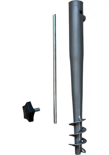 Tok Pazar Burgulu Metal Sıkma Aparatlı Plaj Şemsiye Kazığı 32 cm dayanıklı ve pratik kullanım sağlar