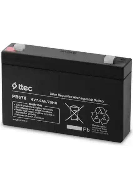 Ttec 6 Volt 7 Amper Jel Akü Güçlü ve Güvenilir Enerji Kaynağı Çeşitli Uygulamalar İçin