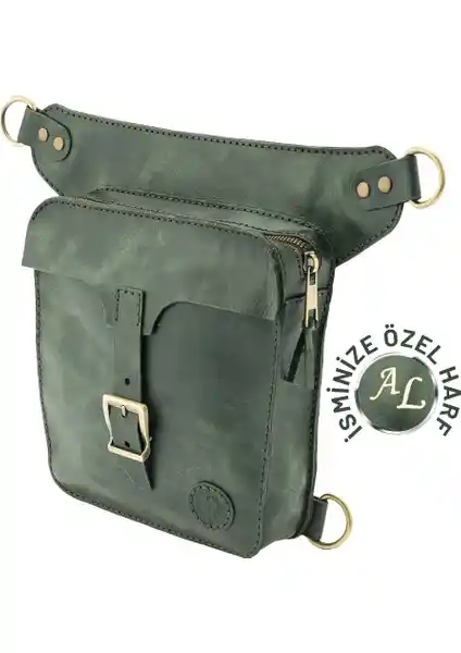 Twingold Unisex Çok İşlevli Bel ve Bacak Çantası Haki Renkli Modern Tasarım