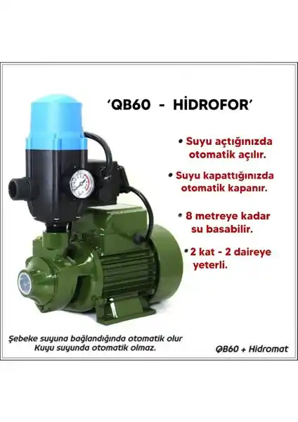 Uğur Paket Hidrofor QB60 Otomatik Su Pompası: Yüksek Performans ve Dayanıklılık