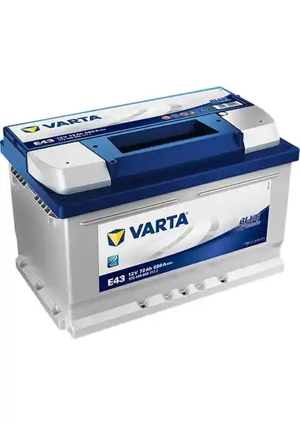 Varta E43 12V 72 Ah Blue Dynamic Akü Güçlü ve Güvenilir Otomotiv Enerji Kaynağı