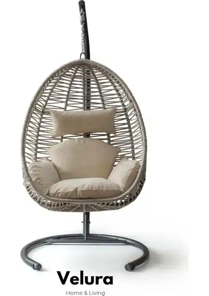 Velura Home & Living Bahçe Salıncağı Krem İp ve Minder ile Şık ve Dayanıklı Tasarım