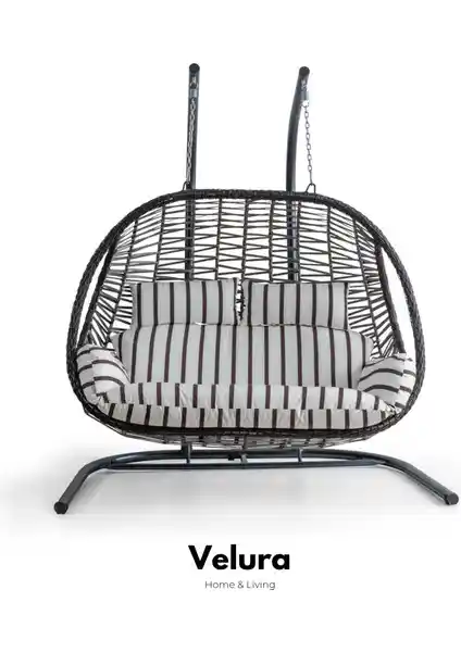 Velura Home & Living Pop Bahçe Salıncağı Çift Kişilik - Modern ve Dayanıklı Bahçe Oturma Ünitesi