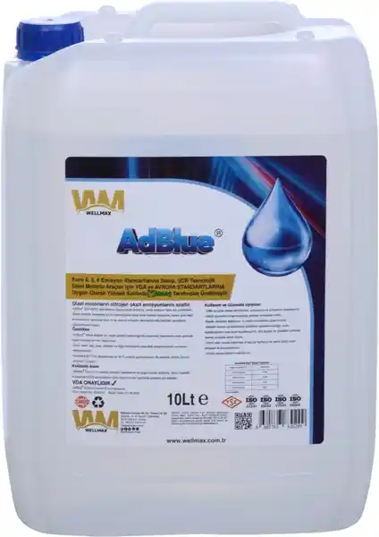 Wellmax Adblue® Igsaş 10 Litre Çevre Dostu Yüksek Saflıkta Üre Çözeltisi