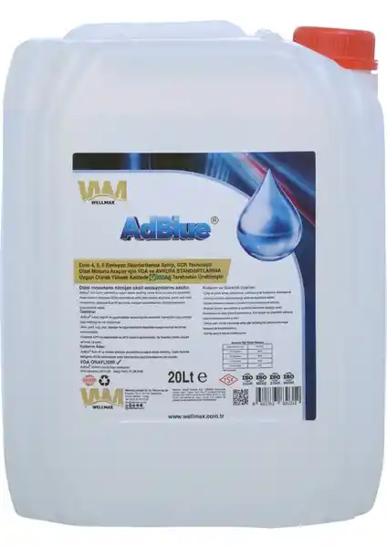 Wellmax İGSAŞ AdBlue Wellblue 20 Lt Çevre Dostu ve Yüksek Performanslı Dizel Araç Ürünü
