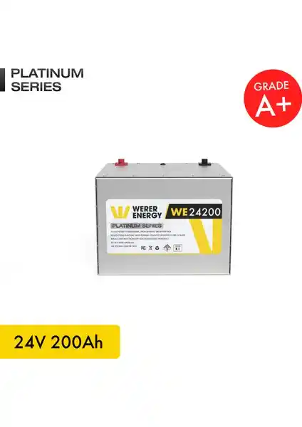Werer Energy 24V 200Ah LiFePO4 Platinum Serisi Akü Yenilenebilir ve Endüstriyel Kullanımlar için