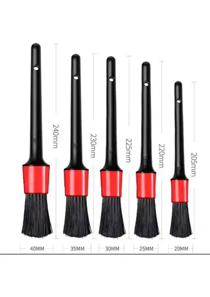 Worksuff 5li Detay Fırçası Temizleme Seti Araç İç ve Dış Temizlik İçin Uygun