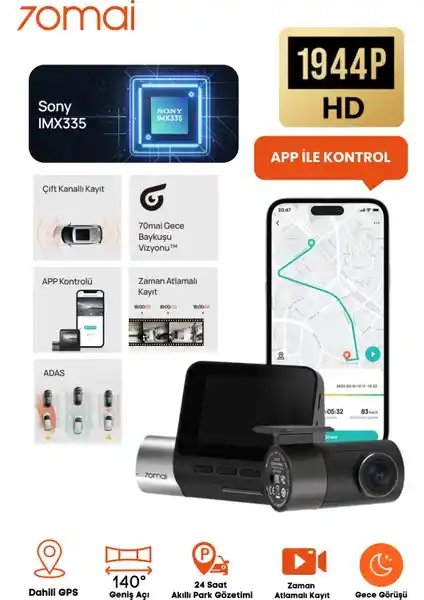 Xiaomi 70mai A500s-1 ve RC06 Arka Kamera Seti ile Güvenli ve Detaylı Sürüş Kaydı