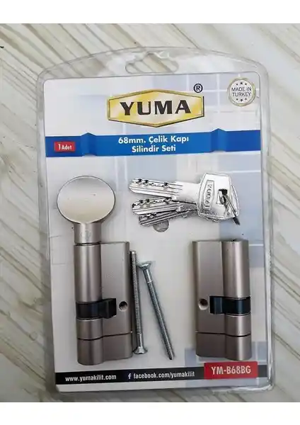 Yuma 68 mm Çelik Kapı Kilidi Silindir Barel 2 Li Seti Güvenlik ve Dayanıklılık Sunar