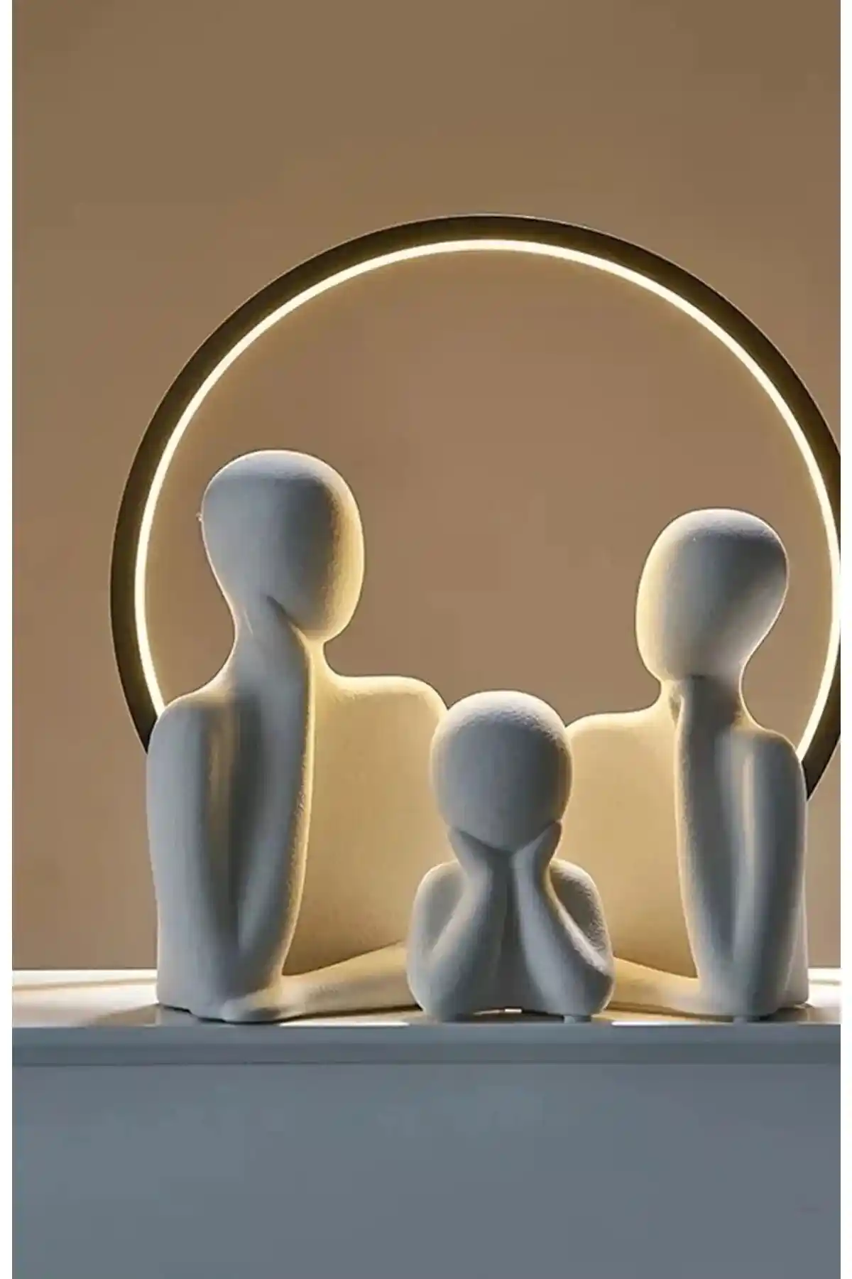 BOHEM Üçlü Aile Dekoratif Heykel Obje Biblo Seti ile Ev Dekorasyonuna Sanat Katın