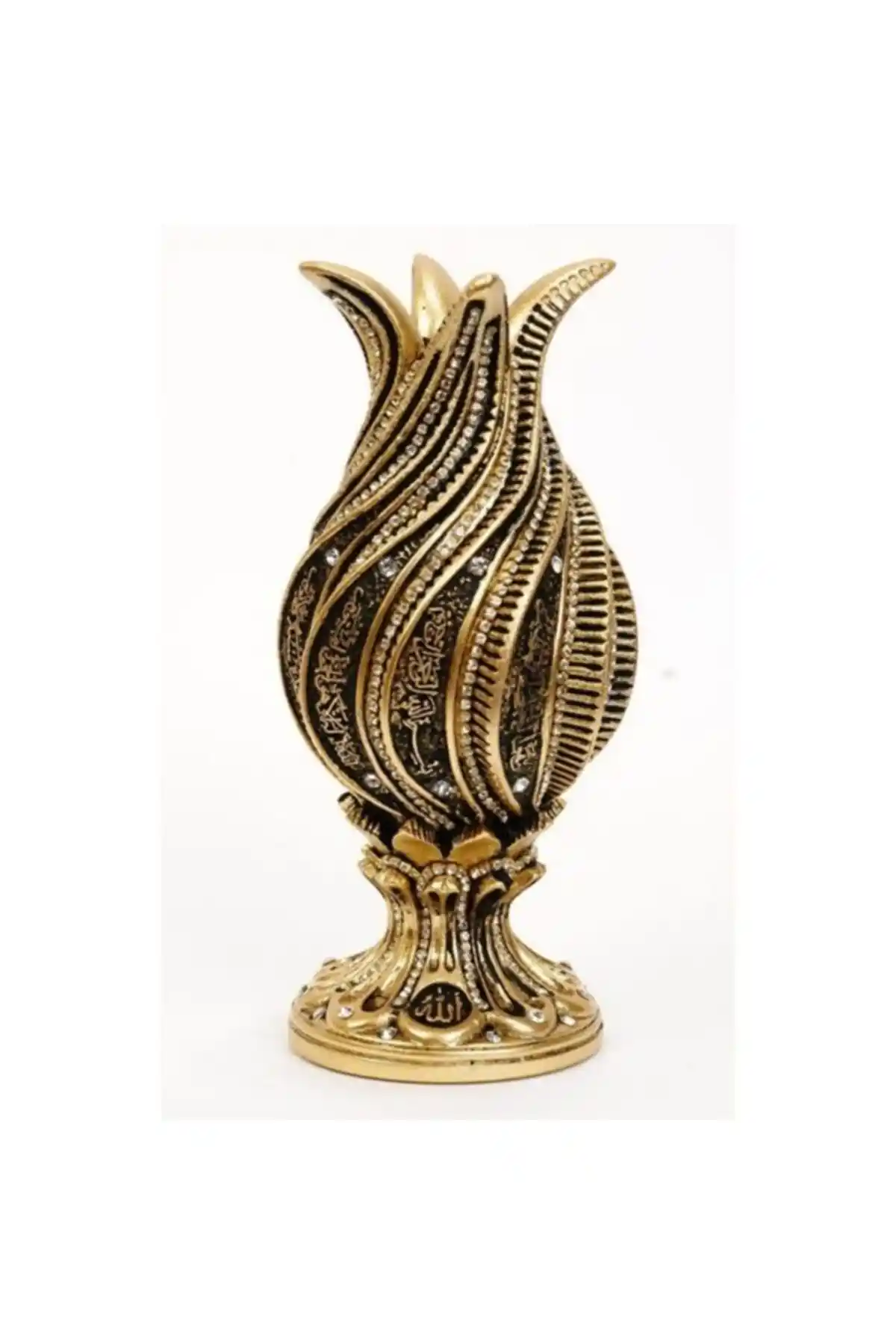 Hediye Seviyorum Lale Biblo Altın Kristal Taş ile Ev ve Ofis Dekorasyonu