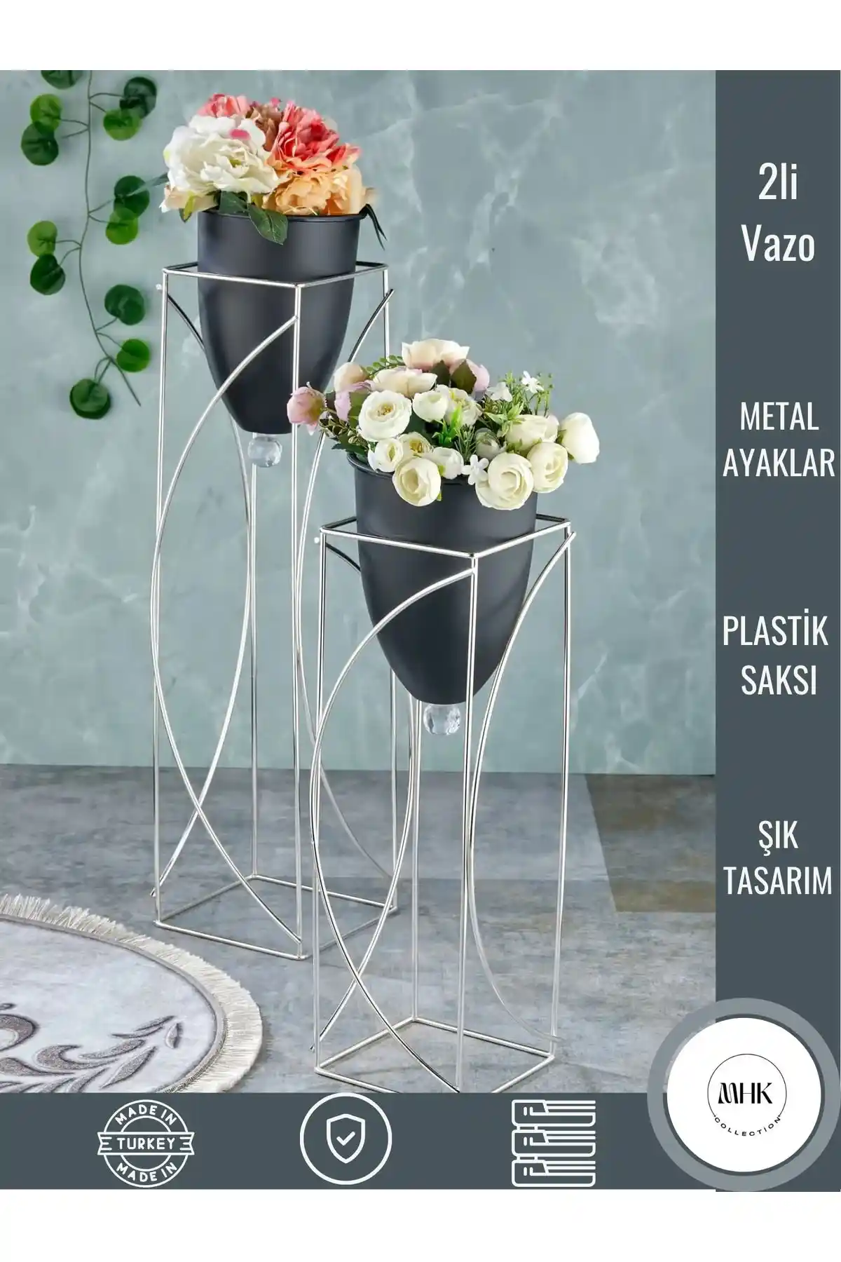 MHK Collection Metal Siyah Dekoratif Ayaklı Saksı: Şık ve Fonksiyonel Seçenek