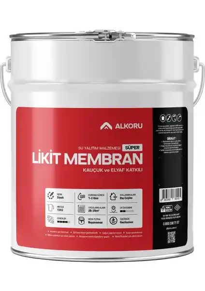 Alkoru 15 kg Süper Likit Membran ile Yüksek Performanslı Su Yalıtım Çözümü