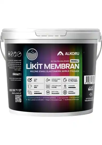 Alkoru 5 kg Gri Likit Membran ile Güvenilir Su Yalıtımı Çözümleri