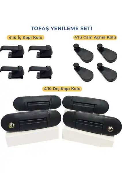 Allestock Tofaş Doğan Kartal Şahin Murat 131 Kapı ve Cam Kolları Seti 12'li