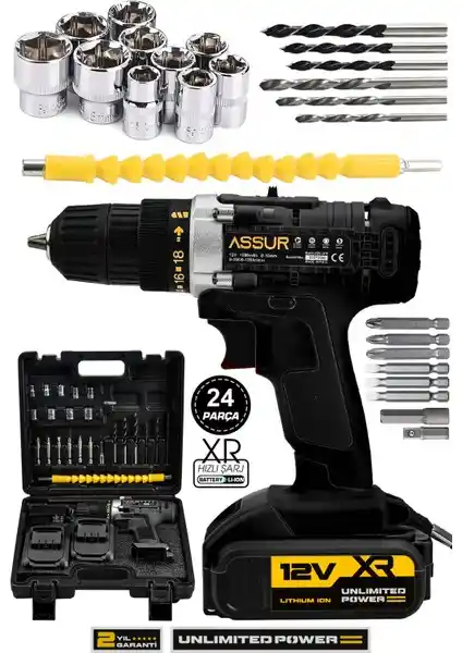 Assur 12V Çelik Şanzıman Bakır Sargılı Çift Akülü Şarjlı Matkap Özellikleri ve Kullanım Alanları