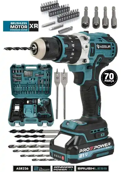 Assur 21V Çift Akülü Vidalama Çelik Mandren Şarjlı Matkap Performans ve Dayanıklılık