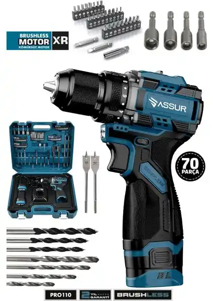 Assur Pro 16.8V Çift Akülü Vidalama Çelik Mandrenli Matkap: Dayanıklı ve Güçlü Profesyonel El Aleti