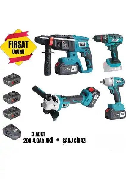 CATPOWER 4'lü Kömürsüz 1380 Seti Elektrikli Çok Yönlü El Aleti Profesyonel Kullanım