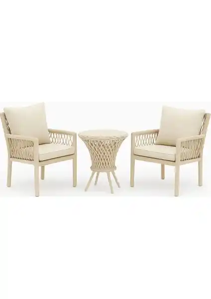 Çavdar Group Alya Raddan 1+1 Bistro Set Bahçe ve Balkon Dekorasyonu İçin Modern Tasarım