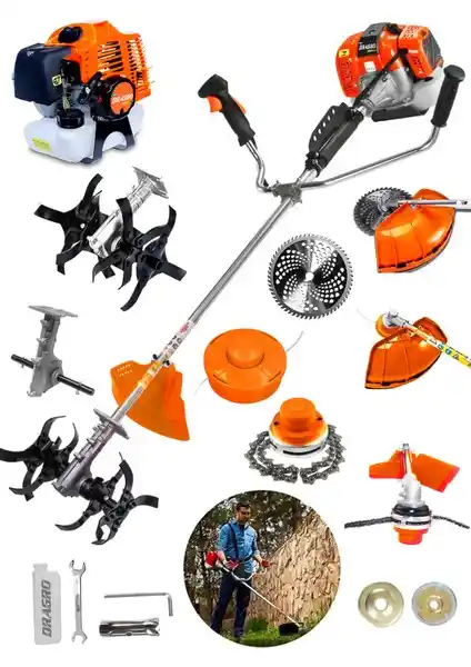 Dragro Alman 20 Hp Yan Tipi Benzinli Ot Çalı Tırpanı Gelişmiş Performans ve Dayanıklılık