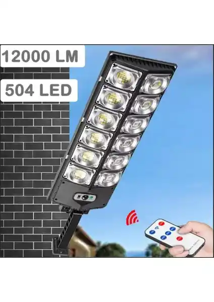 Güneş Enerjili Hareket Sensörlü LED Dış Mekan Aydınlatma Lambası 12000 Lümen