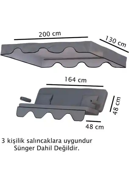 Kapella 3 Kişilik Lüks Salıncak Kılıf Seti Panama Gri Bahçe ve Açık Alan Kullanımı İçin