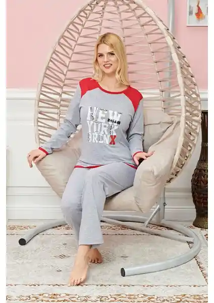 Kapsül AVM Bayan Uzun Kollu Pijama Takımı Model No 7580 Konfor ve Şıklık Sunar