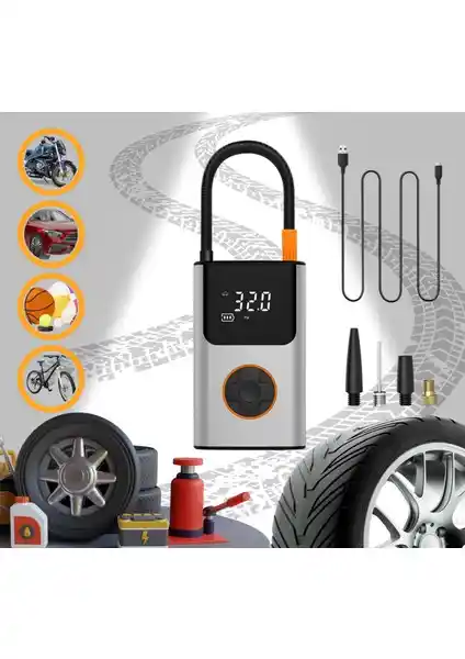 Matechno 4000 mAh Şarjlı Taşınabilir Hava Pompası Çok Fonksiyonlu ve Güçlü