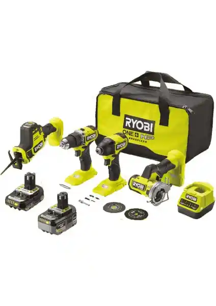 Ryobi RCK184A-2C42S 18V 4'lü Kombo Set: Güçlü ve Çok Yönlü El Aletleri Paketi