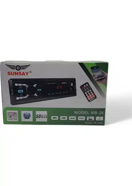 Sunsay MB-26 Uyumlu Bluetooth Oto Teyp: Çok Fonksiyonlu Araç İçin Ses Deneyimi