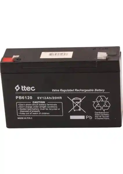 Ttec 6 Volt 12Ah Bakımsız Kuru Akü: Güç ve Güvenlik İçin Uygun Çözüm