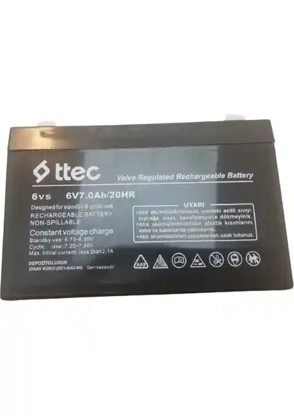 Ttec 6V 7.0AH / 20 Saat Kuru Akü Güç ve Güvenilirlik Sunan Enerji Çözümü