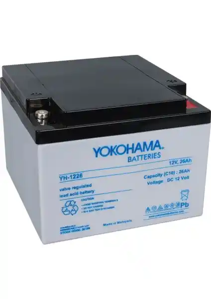 Yokohama YH-1226 12V 26A Kurşun-Asit Kuru Akü Güç ve Güvenilirlik İmkanı