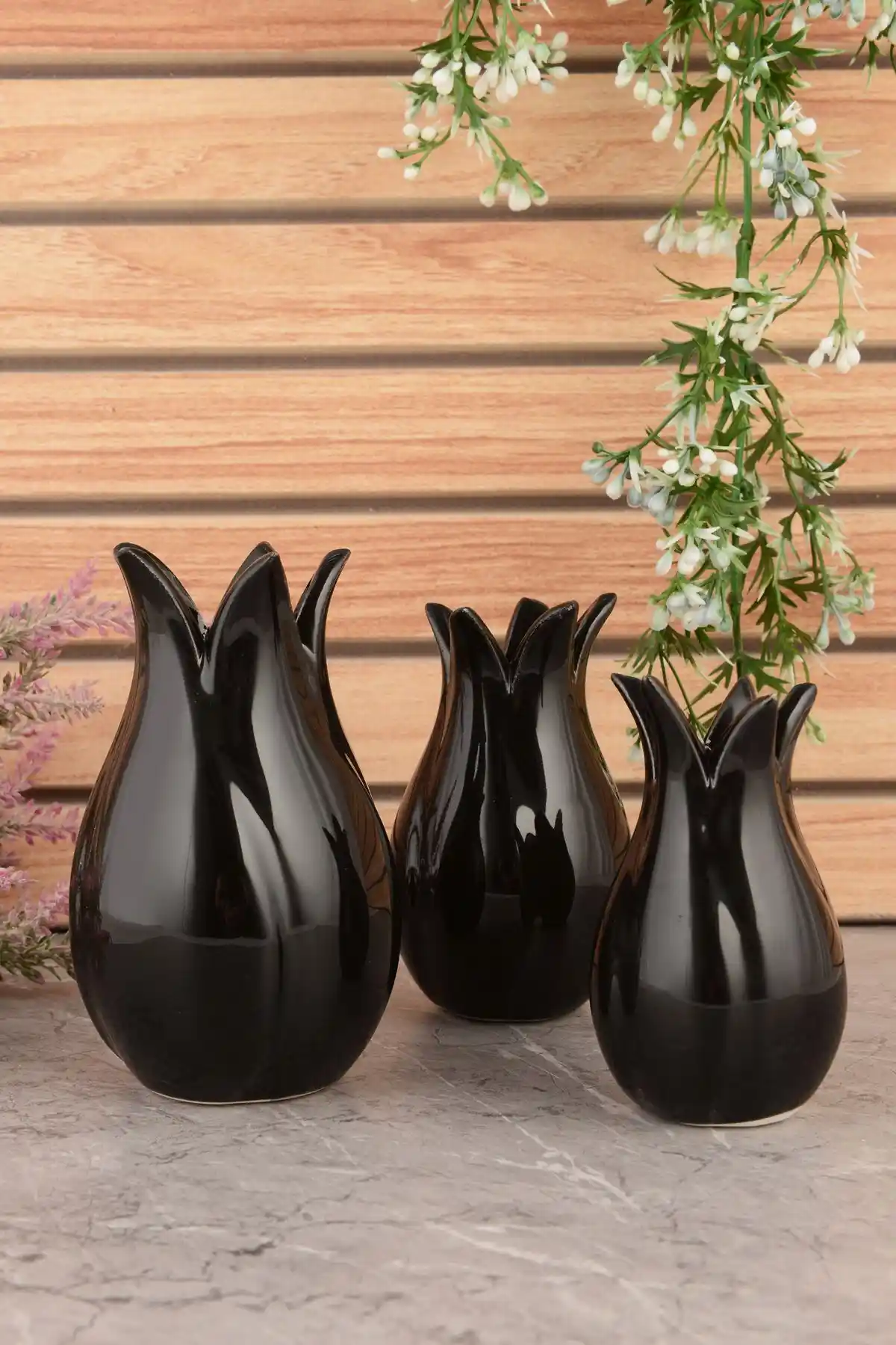 ANGDESIGN Lale Seramik Biblo 3'lü Set: Estetik ve Dayanıklılık Bir Arada