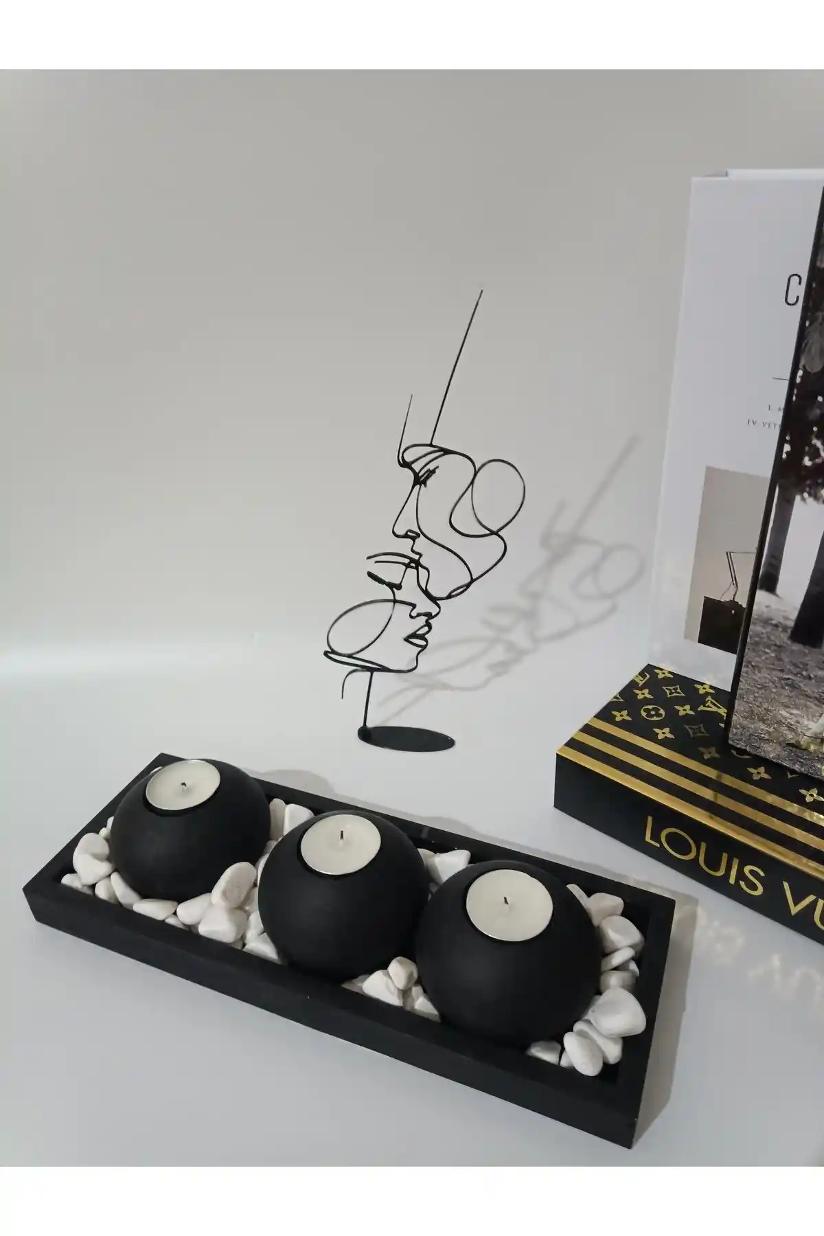 Fatosh Home Siyah Beton Mumluk ve Tealight Mumluk Seti ile Modern Ev Dekorasyonu