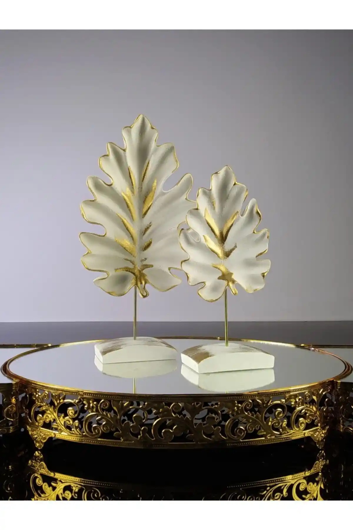 Vip Sanat Dekoratif Masa Süsü Çınar Yaprak 2'li Set ile Evinize Şıklık Katın