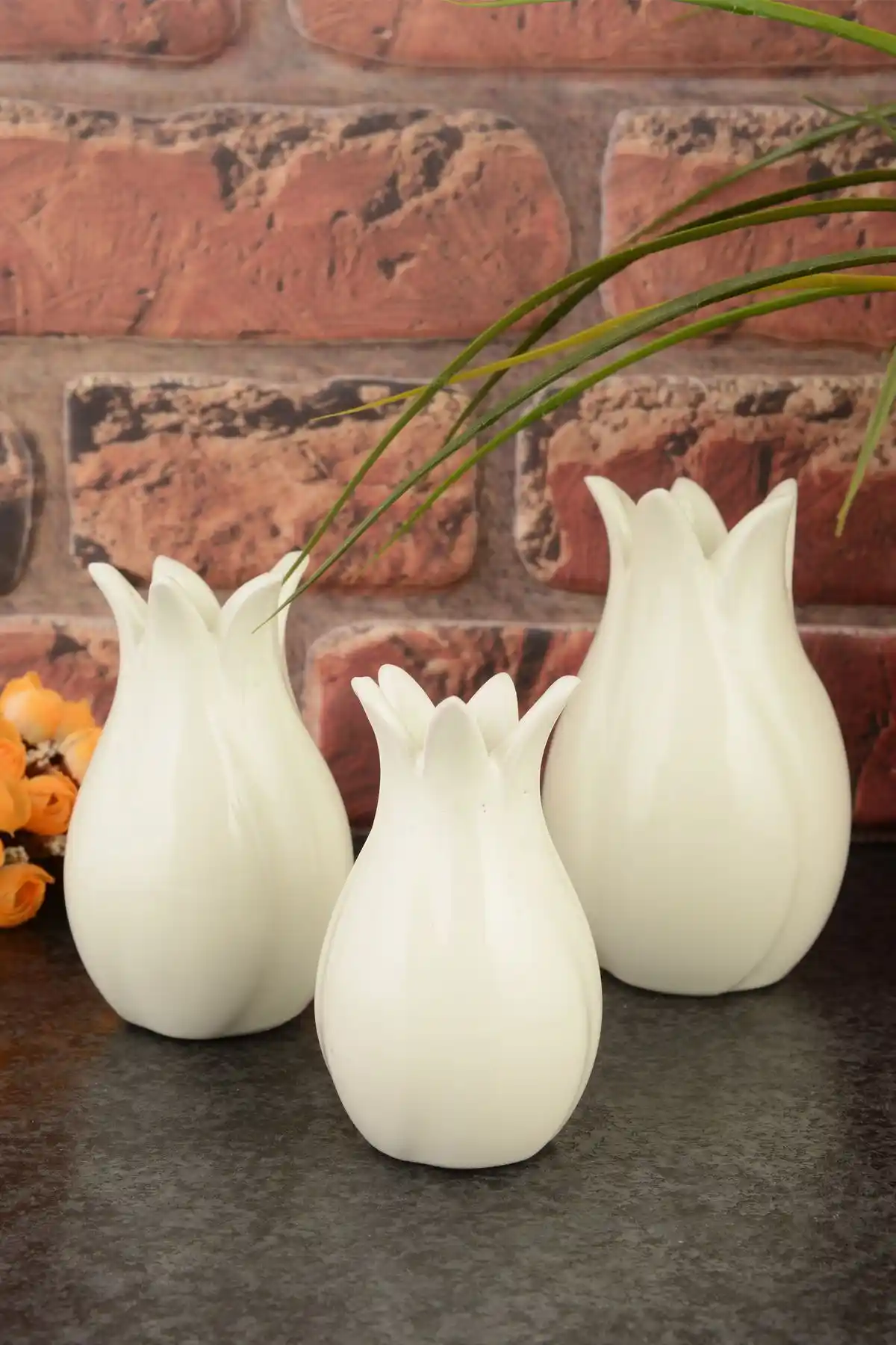 ANGDESİGN Lale Seramik Biblo 3'lü Set: Estetik ve Fonksiyonel Dekorasyon Seçeneği