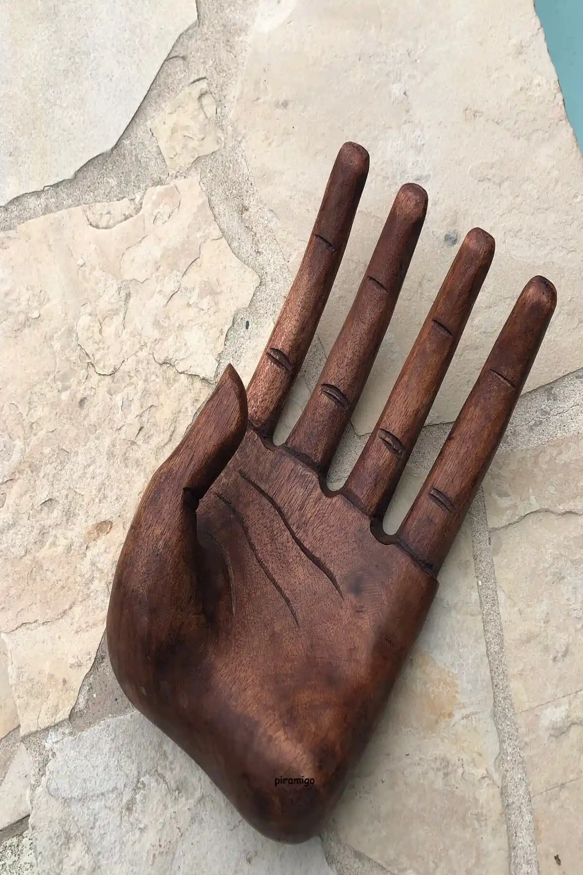 PİRAMİGO Kahverengi Budha El Ahşap Oyma Dekoratif Obje Tutucu ile Evinizi Şıklaştırın