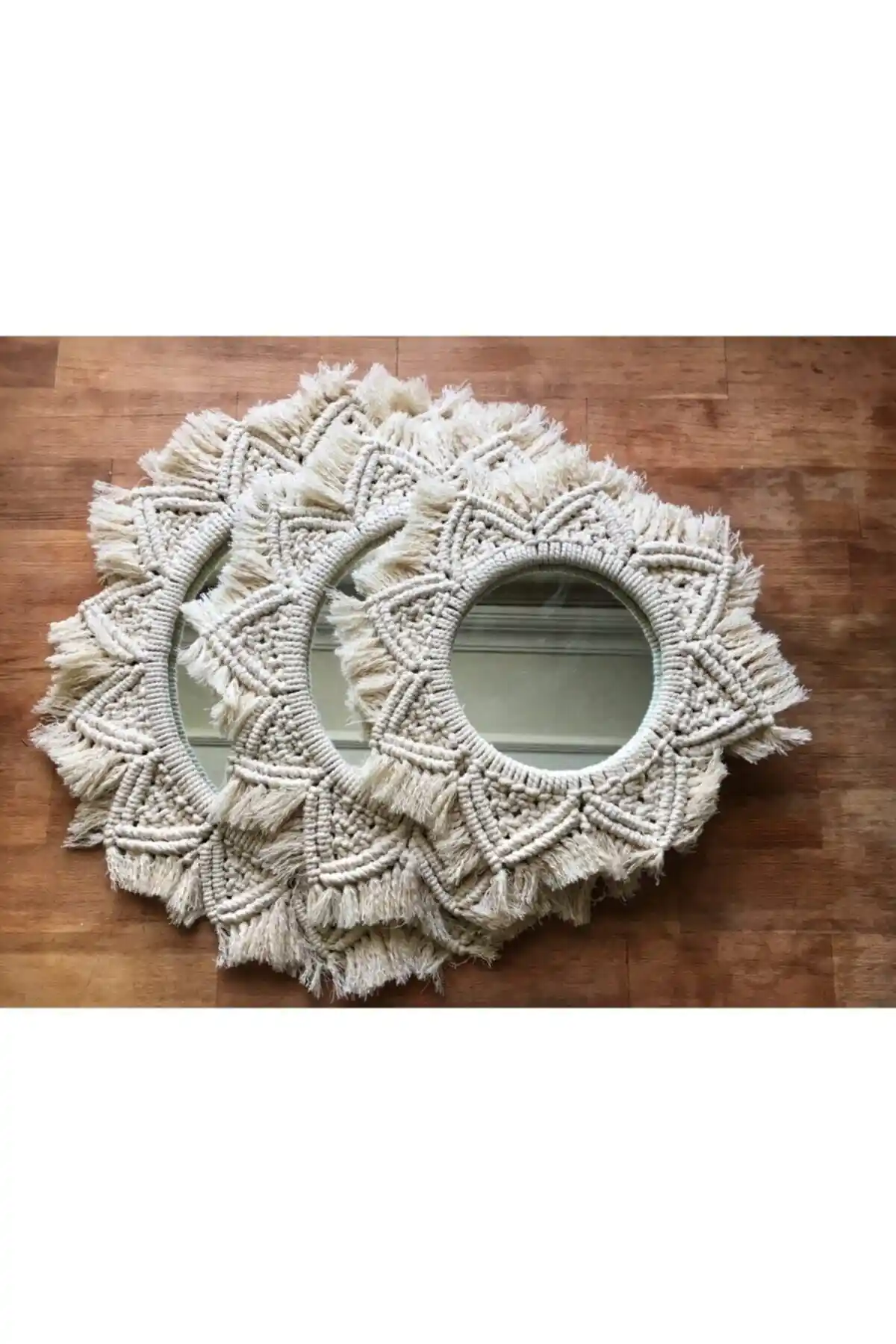 Ak Atölyem Makrome 3'lü Ayna Seti ile Estetik ve İşlevselliği Keşfedin