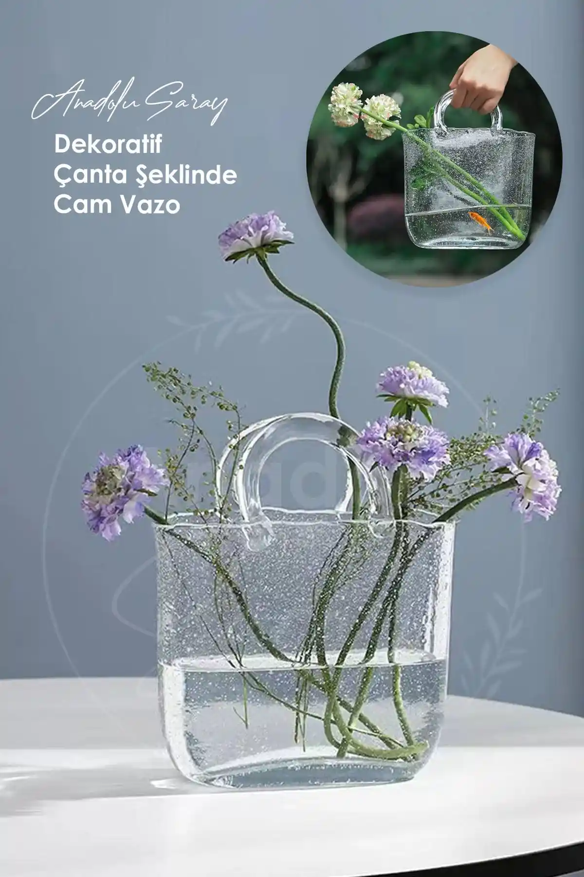 Anadolu Saray Dekoratif Çanta Şeklinde Cam Vazo ile Estetik ve Fonksiyonel Çözüm