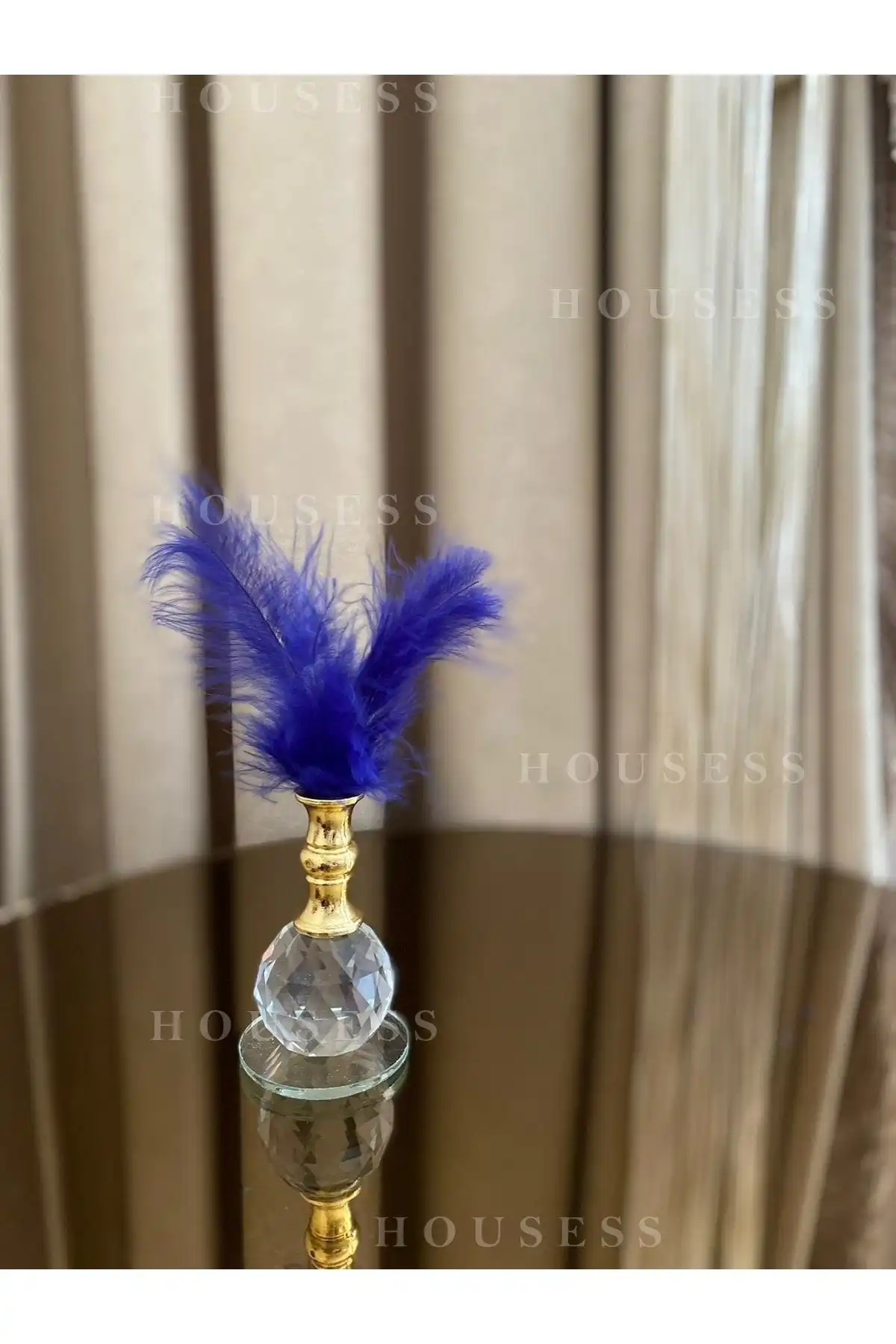 Housess Lacivert Tüylü Gold Kristal Top Tüylük Dekoratif Biblo İncelemesi