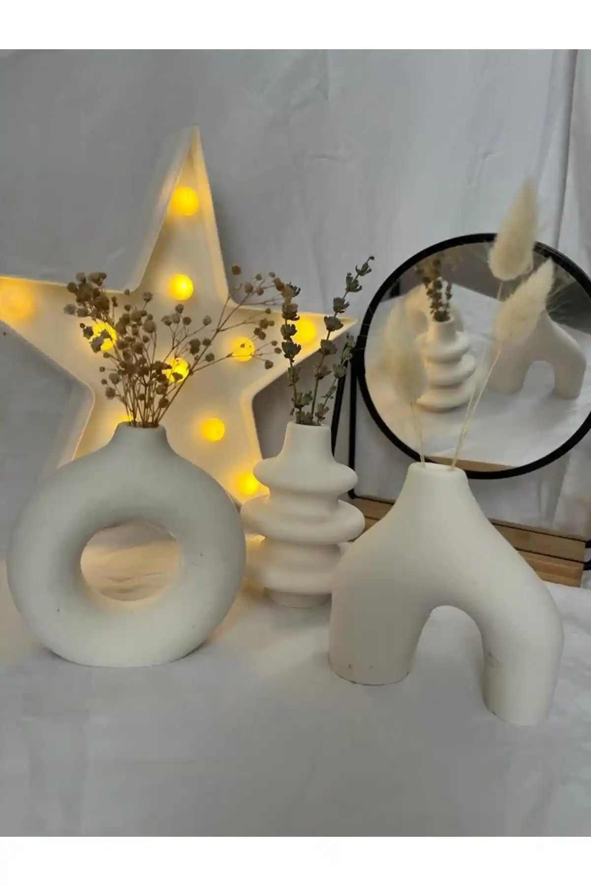 MİMİKRİ HOME Dekoratif 3'lü Vazo Seti ile Modern İç Mekanlarınızı Şıklıkla Tamamlayın