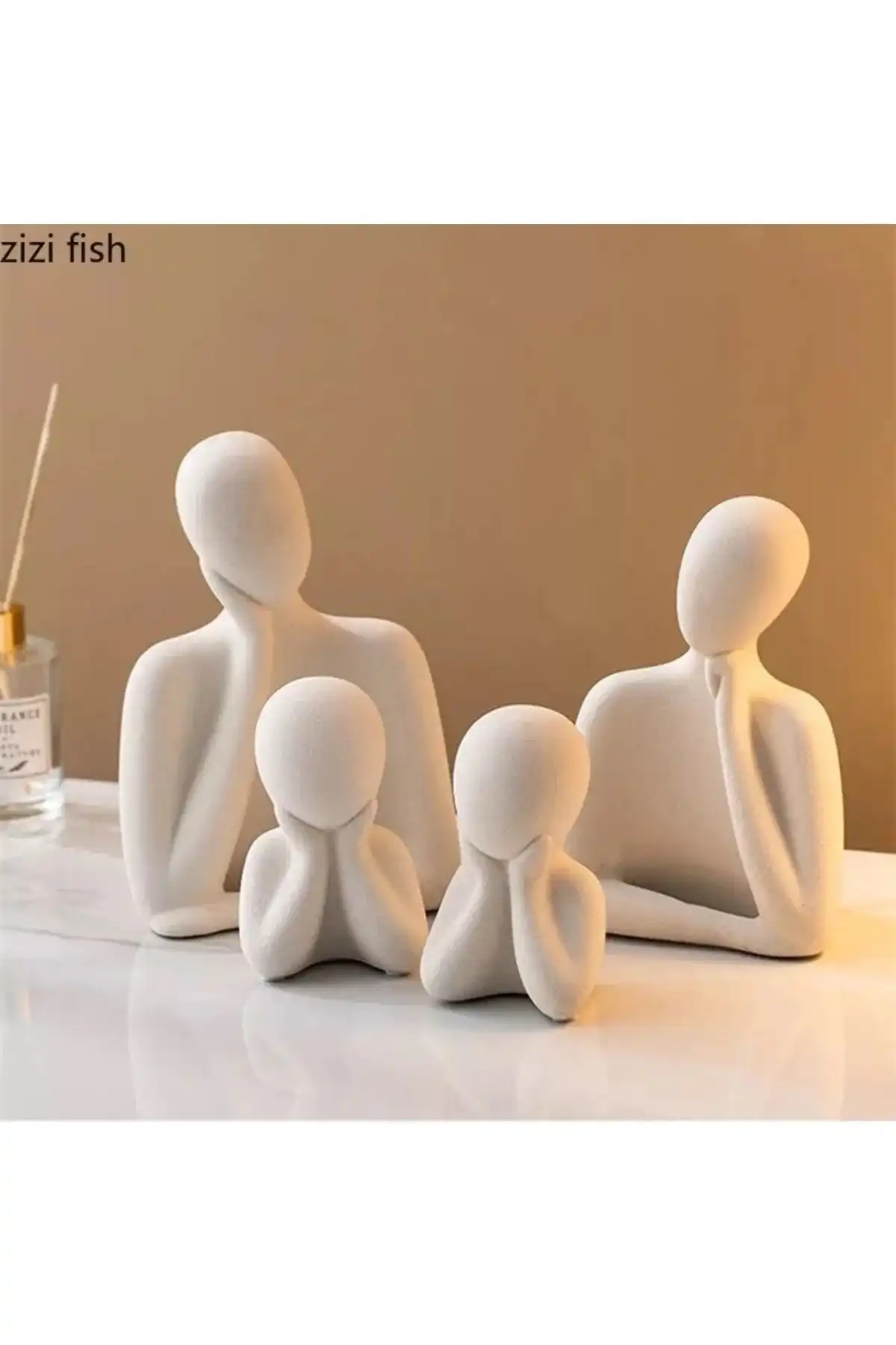 Modern ve Estetik LİNECRAFT İki Çocuklu Aile Objet Biblo Heykel ile Dekorasyon