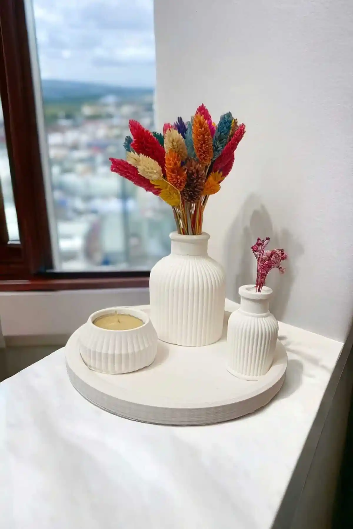 RAİSE STYLE Daire Tabaklı Çizgili Vazo Seti ile Estetik ve Dayanıklılık